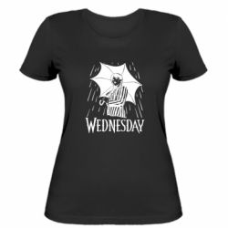 Жіноча футболка Венздей Вдамс и зонт - FATLINE Жіноча футболка Венздей Вдамс и зонт