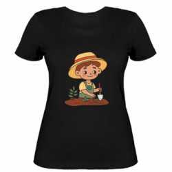 Женская футболка Смешной Мальчик фермер