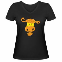 Женская футболка с V-образным вырезом Баранчик - FATLINE Женская футболка с V-образным вырезом Баранчик