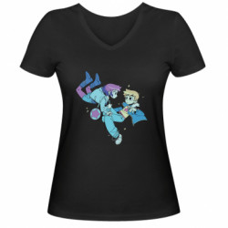 Женская футболка с V-образным вырезом Скотт Пилигрим вместе с Рамоной
