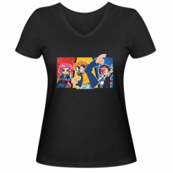 Женская футболка с V-образным вырезом Скотт Пилигрим с Ножи Чау и Рамоной