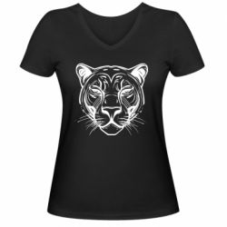 Женская футболка с V-образным вырезом Тигр