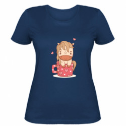 Жіноча футболка Закоханий кінь в чашці - FATLINE Жіноча футболка Закоханий кінь в чашці