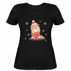Жіноча футболка Зимова маленька конячка - FATLINE Жіноча футболка Зимова маленька конячка