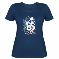 Женская футболка Змея Кундалини с цветами чакрами - FATLINE Женская футболка Змея Кундалини с цветами чакрами