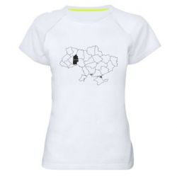 Жіноча спортивна футболка Хмельницький на мапі України