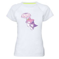 Жіноча спортивна футболка Куромі та Мелоді політ на парасольці - FATLINE Жіноча спортивна футболка Куромі та Мелоді політ на парасольці