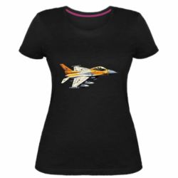 Женская стрейчевая футболка Истребитель ф-16 - FATLINE Женская стрейчевая футболка Истребитель ф-16