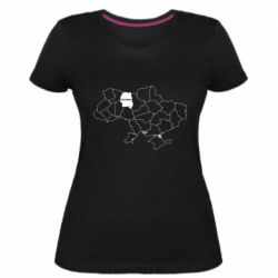 Жіноча стрейчева футболка Житомир на мапі України