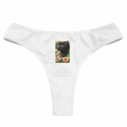 Женские трусы Black pig and flowers - FATLINE Женские трусы Black pig and flowers