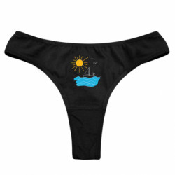 Женские трусы Солнце, Море, Лодка, Чайка - FATLINE Женские трусы Солнце, Море, Лодка, Чайка